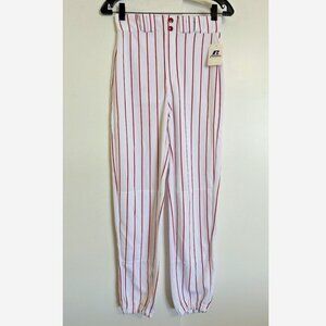RUSSELL Mens White Red Pinstripe Baseball Pants NWT Small Softball